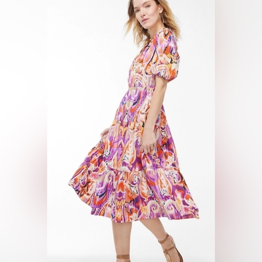 Chico's 50th anniversary paisley tiered Midi Dress - Picture 2 of 12